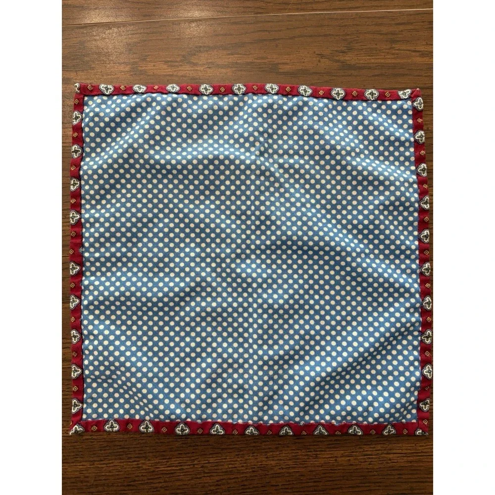 Handmade Reversible Cloth Napkins Set Of 4 Red Medallion Blue Polka Dot Preppy